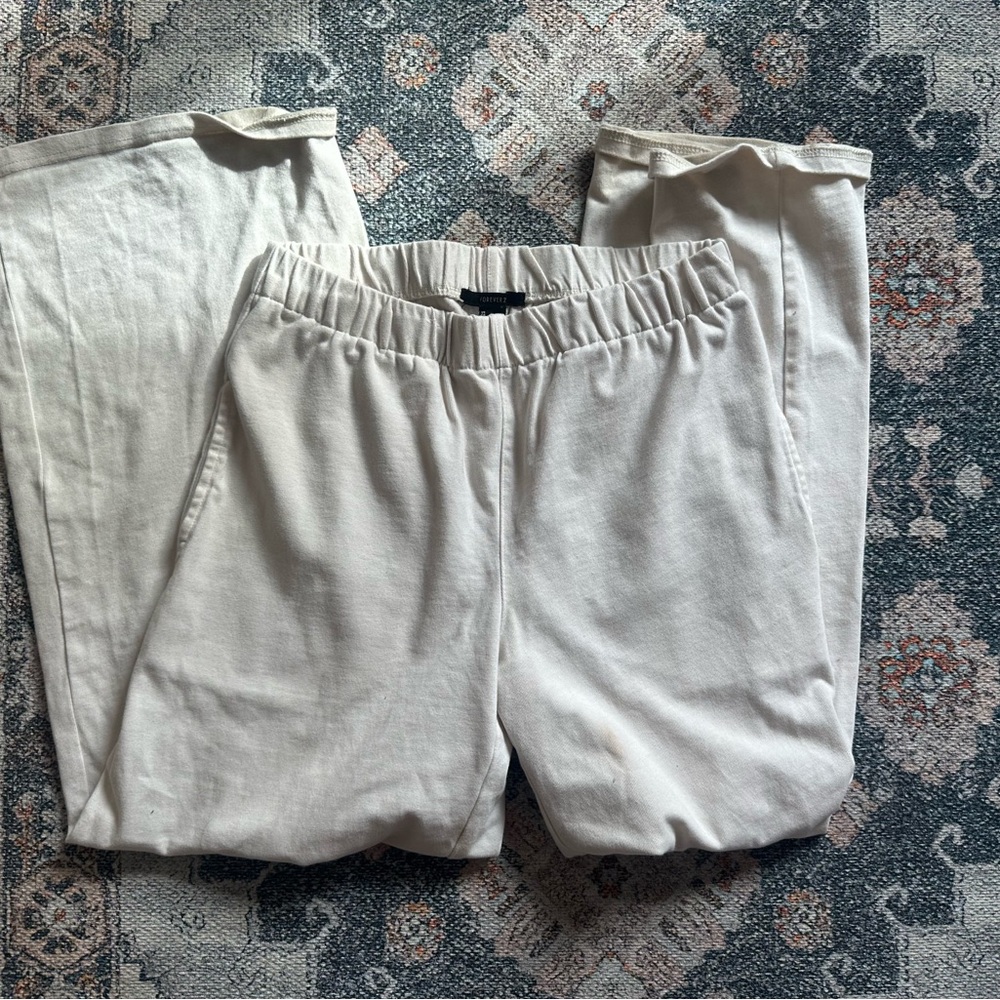 Forever 21 White Wide leg sweatpants